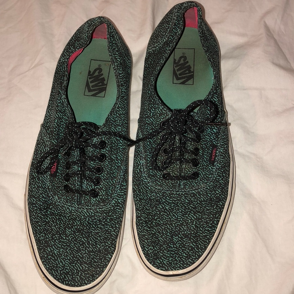 Black and Aqua Original Vans